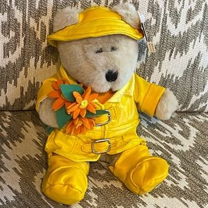 Starbucks Bearistas Plush 2002 Spring Raincoat with Flowers 19th edition - tag